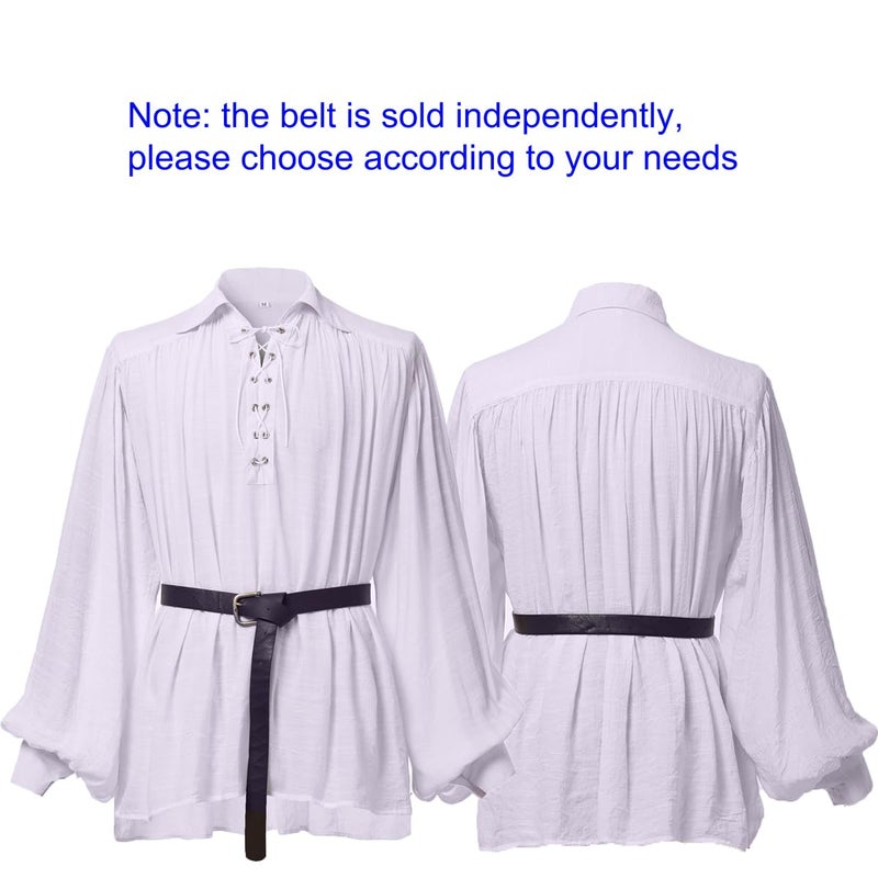 GRACEART Men Pirate Shirt Women Vampire Renaissance Shirts Victorian Ruffled Medieval Costume Cotton Linen Shirt - Image 5